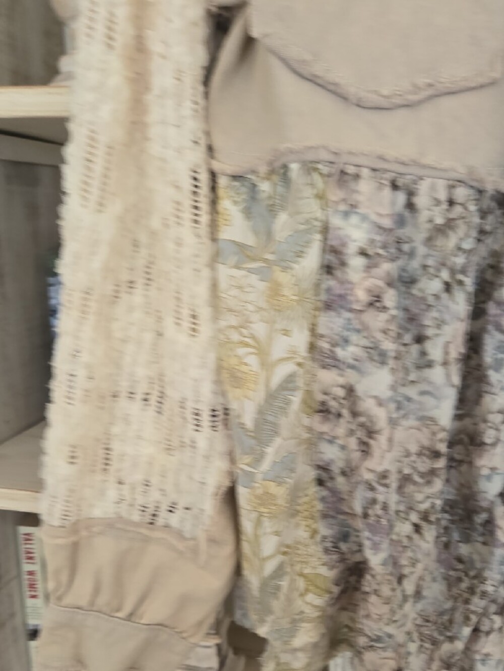 POL Patchwork Floral & Knit Beige Jean Jacket - Picture 5 of 9